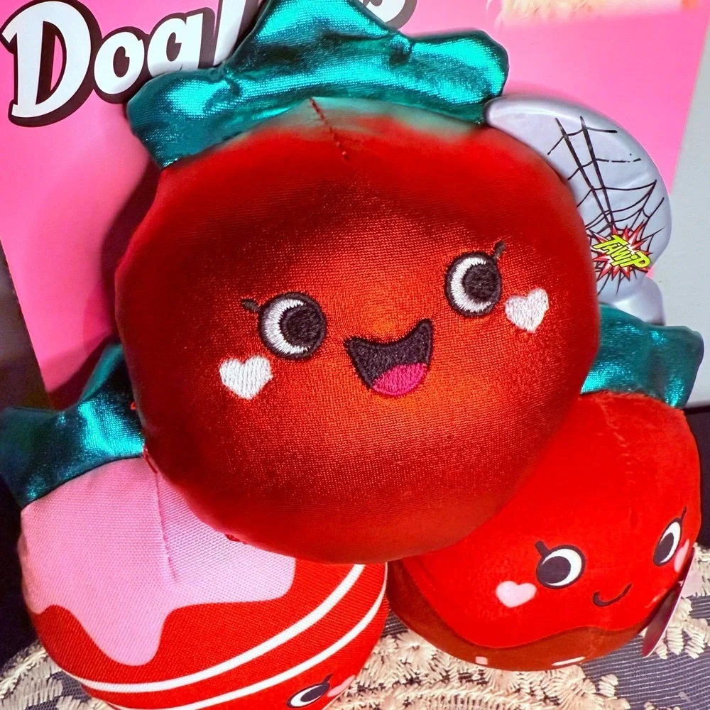 Valentine Dessert Dog Toy Set 3 Pack Plush Squeaky Kawaii Strawberry Cupcake
